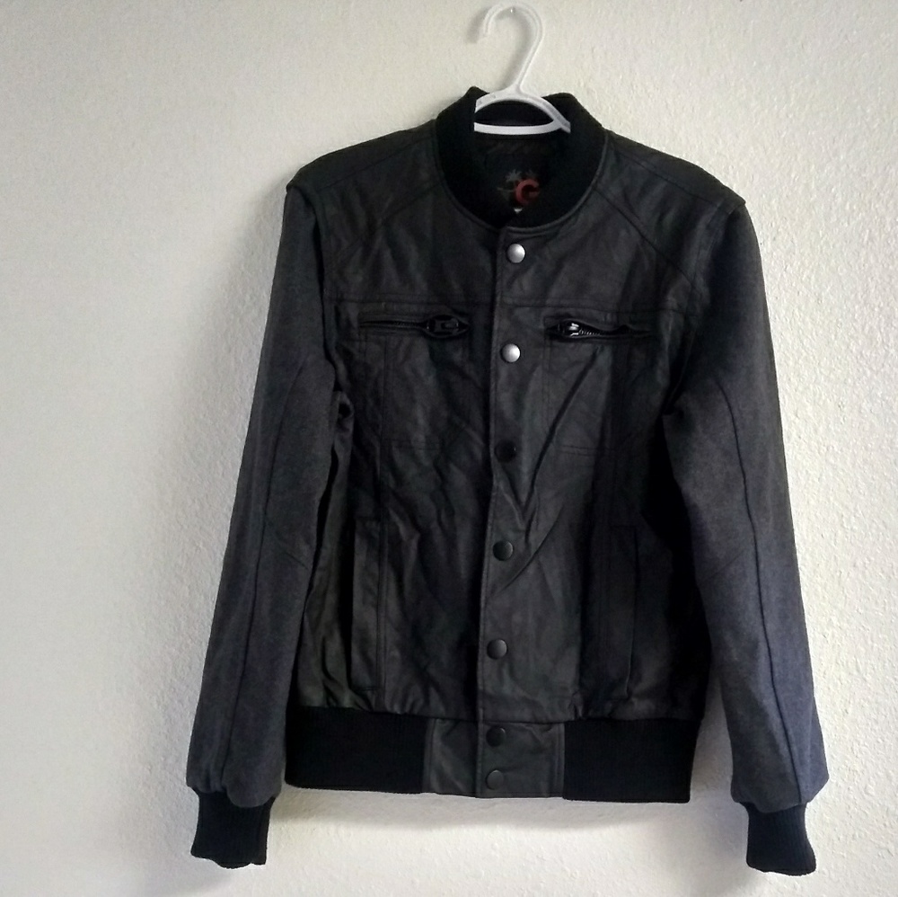 G By Guess Jet Black Varsity Jacket.